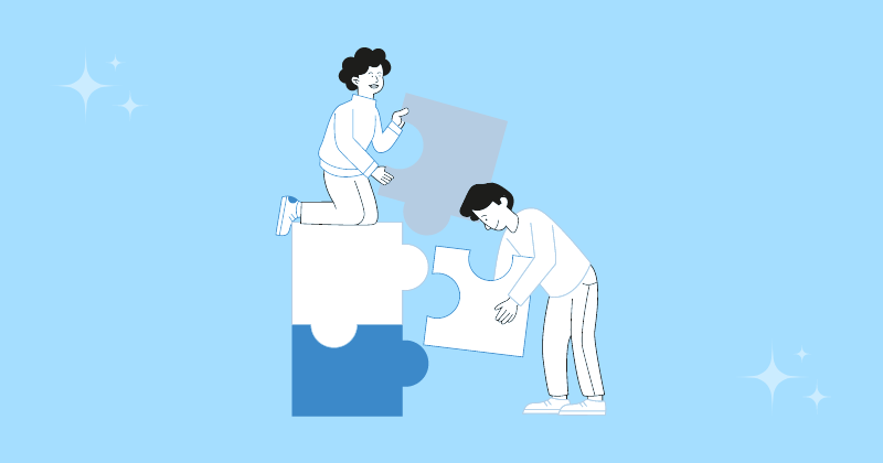 "illustration of people putting a puzzle together"