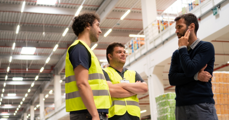 Manager listening to employees