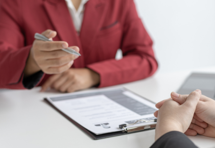 Hiring manager interviewing potential employee